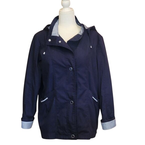 Mackintosh New England Rain or Shine Jacket with Detachable Hood Lined Navy Blue - Picture 4 of 15
